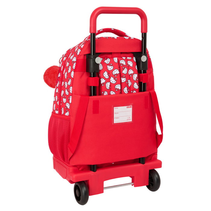 Mochila Escolar con Ruedas Hello Kitty Iconic Blanco Rojo 33 x 45 x 22 cm