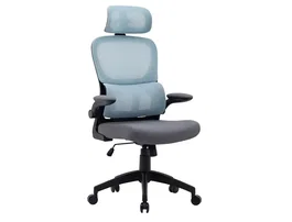 Q-connect Silla de Dirección Sorrento Malla Base Metálica Ruedas Premium, Color Azul Gris, Altura Máx. 1320 mm, Ancho 650 mm, Profundidad 600 mm