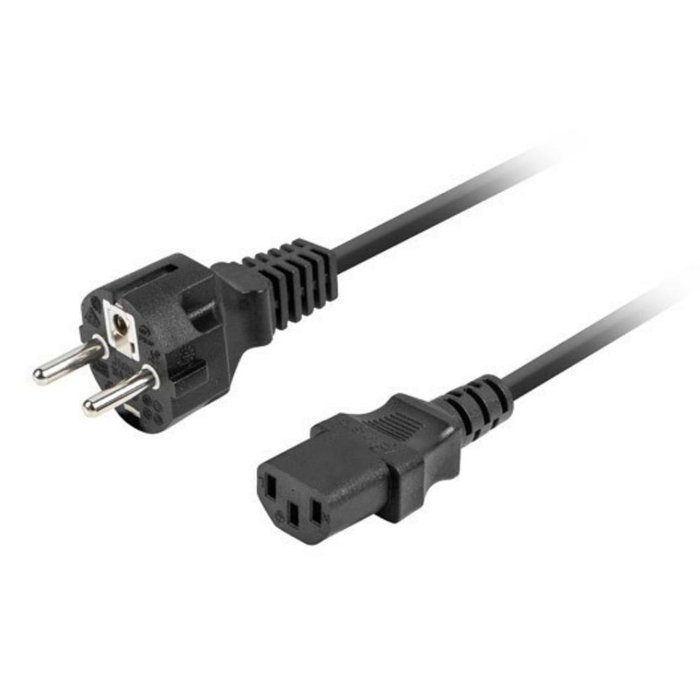 Lanberg Cable de Alimentación Schuko CEE 7/7 a C13 Hembra Derecho Negro 1.8m