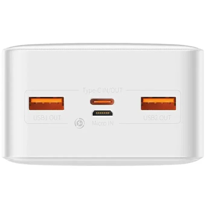 Baseus Bipow Power Bank 30000 mAh Carga Rápida 20W con Adaptive Fast Charging, 2xUSB-A + USB-C, Blanco