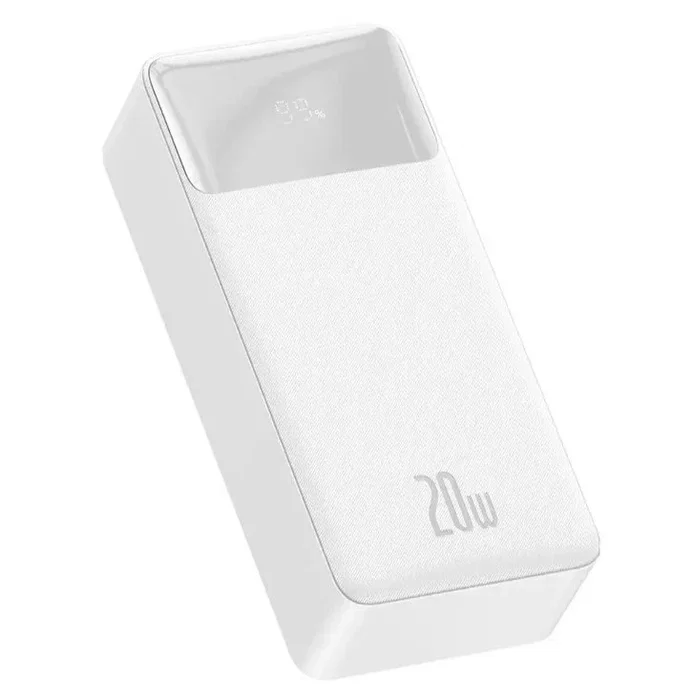 Baseus Bipow Power Bank 30000 mAh Carga Rápida 20W con Adaptive Fast Charging, 2xUSB-A + USB-C, Blanco