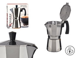 Kinvara Cafetera de Aluminio para 9 Tazas con Asa, Plata, 19x21.5x10.5 cm (Set de 12)