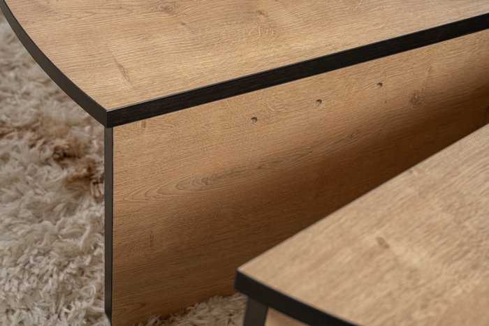 Nordure Mesa de Centro Roble Miel y Negro 90cm x 30cm x 60cm y 85cm x 35cm x 30cm