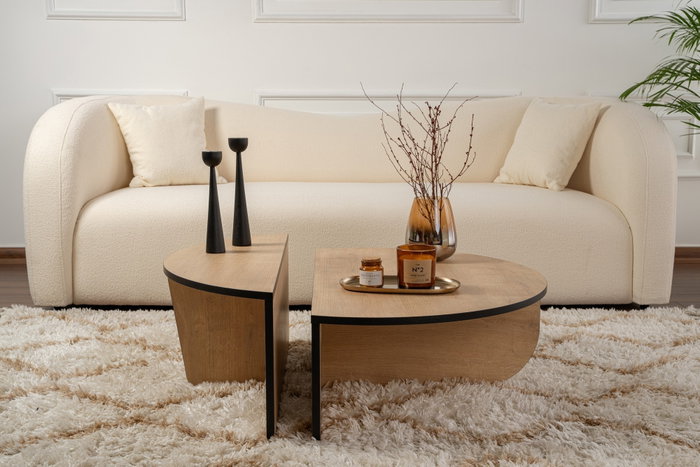 Nordure Mesa de Centro Roble Miel y Negro 90cm x 30cm x 60cm y 85cm x 35cm x 30cm