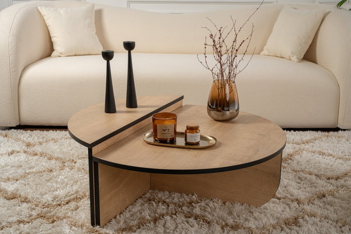 Nordure Mesa de Centro Roble Miel y Negro 90cm x 30cm x 60cm y 85cm x 35cm x 30cm