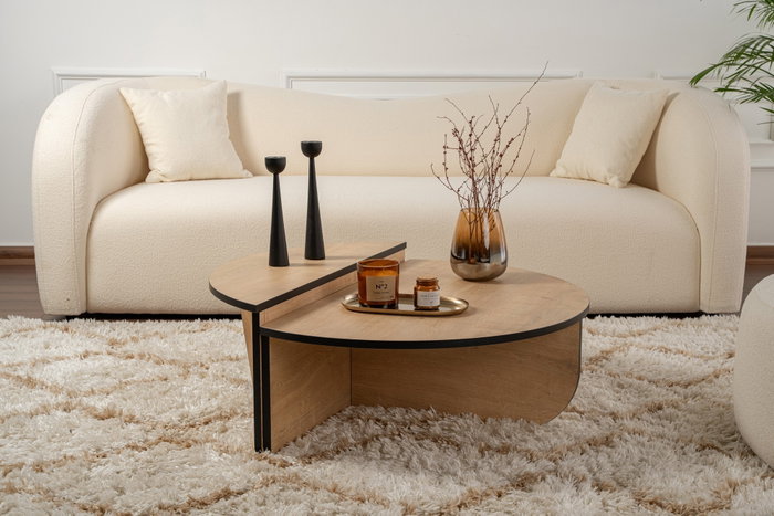 Nordure Mesa de Centro Roble Miel y Negro 90cm x 30cm x 60cm y 85cm x 35cm x 30cm
