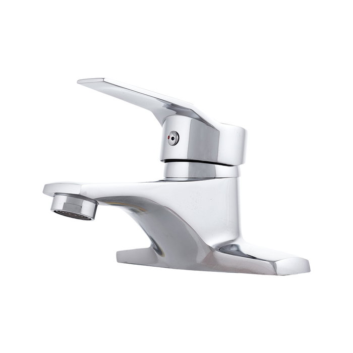 Grifo de lavabo monomando de estilo clásico, acero inoxidable cromado, caño bajo