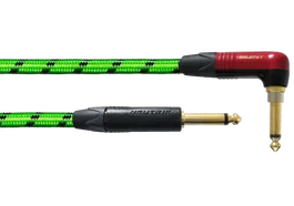 Cordial Cable de Instrumento Jack-Jack Acodado Silent Verde UV 3M