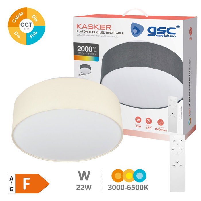GSC Evolution Plafón de techo LED Kasker 22W Beige Regulable GSC Evolution Plafón de techo LED Kasker 22W Beige Regulable