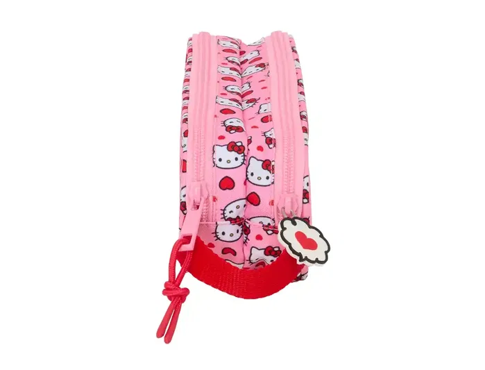 Safta Bolso Escolar Portatodo Doble, Colección Hello Kitty, Estuche con Dos Cremalleras, Dimensiones 80x210x60 mm