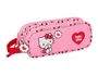Safta Bolso Escolar Portatodo Doble, Colección Hello Kitty, Estuche con Dos Cremalleras, Dimensiones 80x210x60 mm