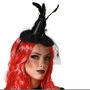 Atosa Accesorio Diadema Sombrero de Bruja Negro con Velo, Plumas y Arañas para Adulto