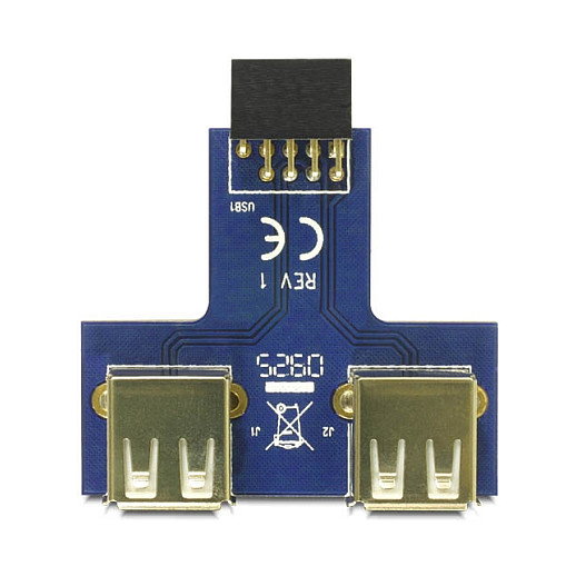DeLOCK Adaptador de Cabezal de Pines USB de 9 pines a 2 x USB 2.0