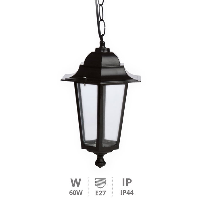 GSC Evolution Farol de jardín colgante Serie Lenna E27 Negro GSC Evolution Farol de jardín colgante Serie Lenna E27 Negro