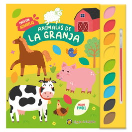 GATO DE HOJALATA Animales de granja ('Pinto con acuarelas') con 9 acuarelas y 1 pincel