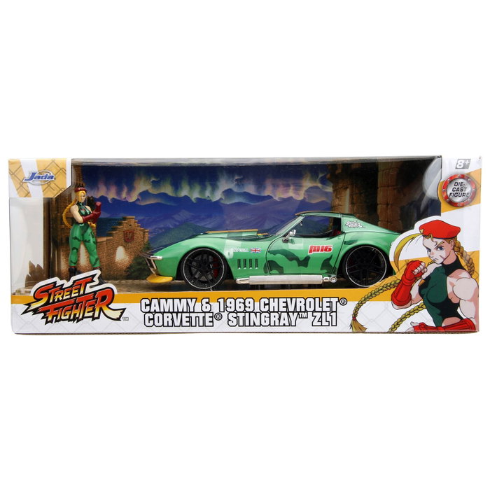 Jada Street Fighter Cammy y Chevrolet 1969 Corvette Stingray ZL1 1:24