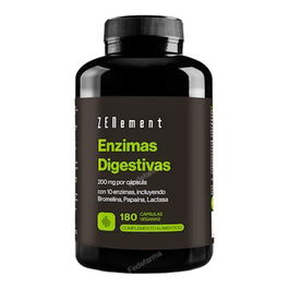 ZENEMENT Enzimas Digestivas 180 Vcaps. Fórmula Alta Concentración, Vegano, Sin Gluten ni Lactosa, Ayuda a la Digestión