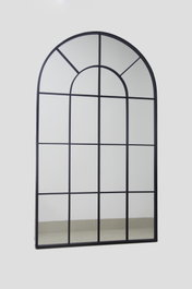 DKD Home Decor Espejo de Hierro y Cristal Estilo Ventana Negro 70x120 cm