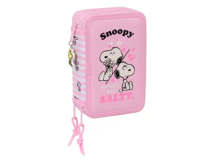 Safta Estuche Escolar Snoopy Triple Cremallera con 37 Piezas