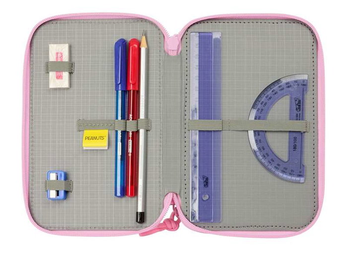 Safta Plumier Triple Estuche Escolar con 37 Piezas, Capacidad 12.5 x 19.5 x 5.5 cm, Para Material de Oficina y Papelería
