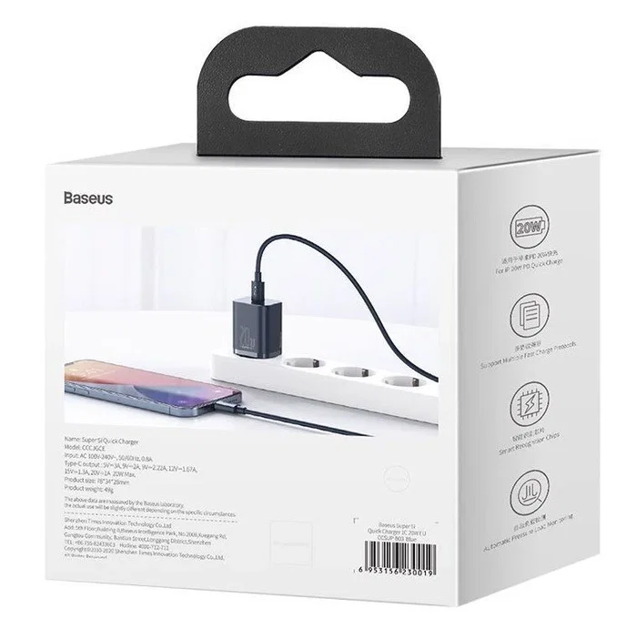 Baseus Super Si Quick Charger 1C 20W Azul Baseus Super Si Quick Charger 1C 20W Azul