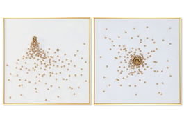 DKD Home Decor Cuadro Moderno Blanco Dorado 100 x 100 x 3.5 cm (2 Unidades)