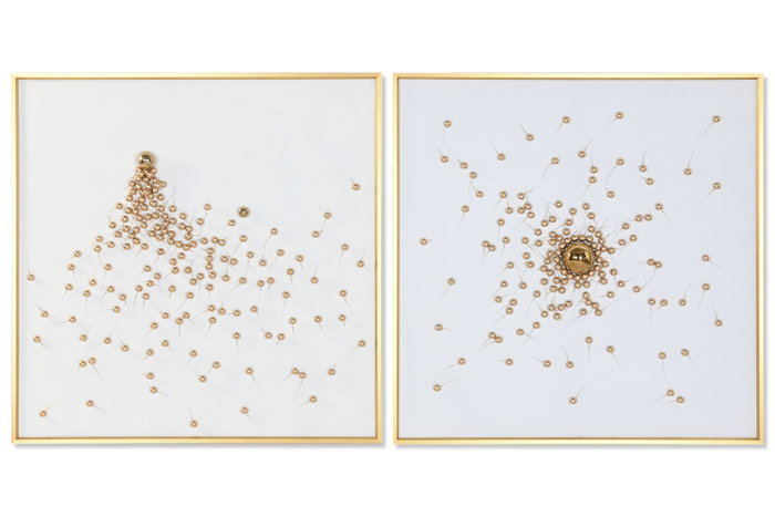 DKD Home Decor Cuadro Lienzo 3D Bolitas Blanco y Dorado (Pack de 2) suns DKD Home Decor Cuadro Lienzo 3D Bolitas Blanco y Dorado (Pack de 2) suns