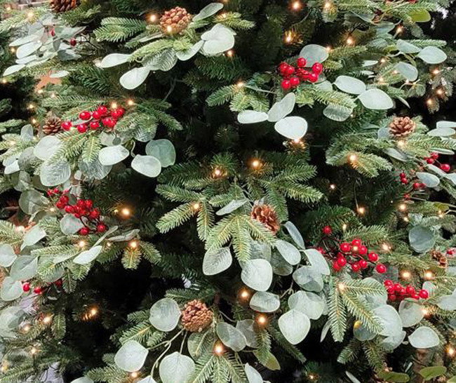 DKD Home Decor Árbol de Navidad Bosque Tradicional Verde Rojo 240 cm con 1178 Ramas LED y Base de Metal Desmontable