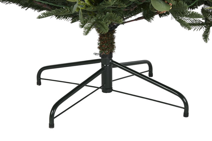 DKD Home Decor Árbol de Navidad Bosque Tradicional Verde Rojo 240 cm con 1178 Ramas LED y Base de Metal Desmontable