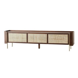 DKD Home Decor Mueble TV Mango Fibra 160x40x55 Marrón Oscuro