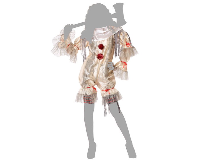 Disfraz Payasa Macabra Adulto Mujer Beige XS-S
