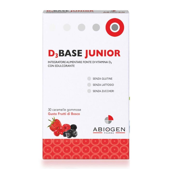 Abiogen Pharma Vitamina D3 en Caramelos Masticables Sabor Frutas del Bosque - 30 Unidades