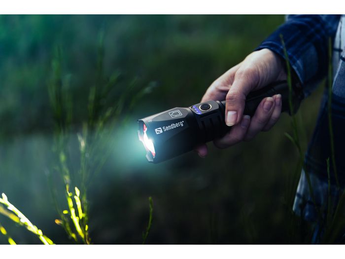 Sandberg Survivor Torch Powerbank 5000 mAh - Linterna LED, Cargador Móvil, Resistente, Martillo de Emergencia