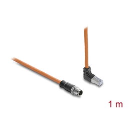 DeLOCK Cable M12 a RJ45 Cat6a, 8 pines, 1 m, Naranja