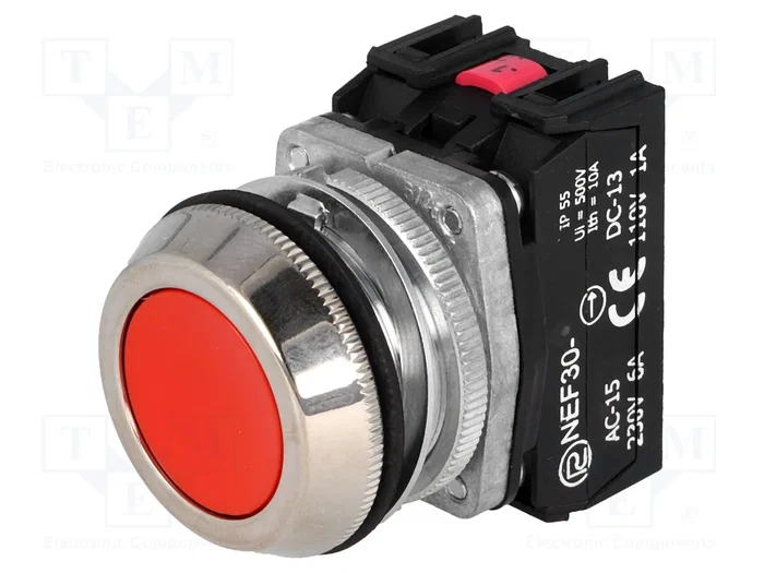 PROMET Interruptor de presión NEF30 rojo NC + NA 30mm PROMET Interruptor de presión NEF30 rojo NC + NA 30mm