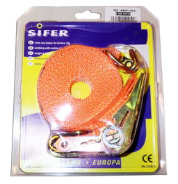 SIFER Eslinga con Tensor de Carraca 25mm x 5m - 500 kg