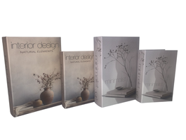 DKD Home Decor Set de 2 Cajas Libro Interior Design Gris