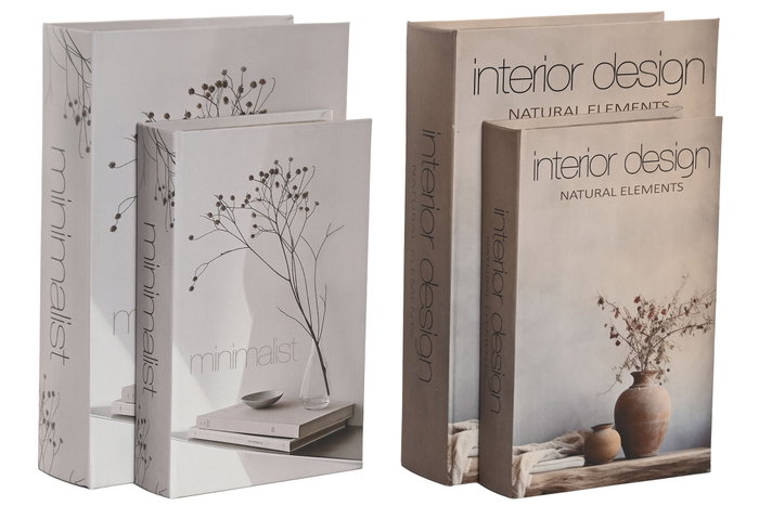 DKD Home Decor Set de 2 Cajas Libro Interior Design Gris