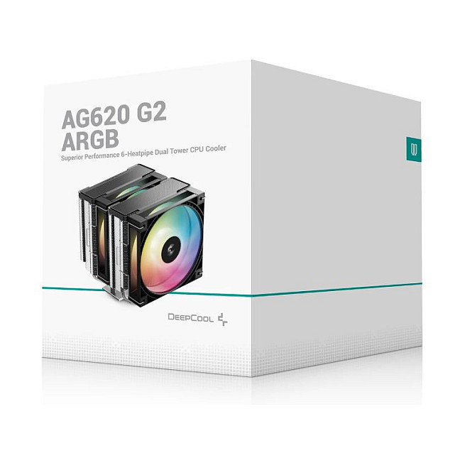 DeepCool AG620 G2 ARGB Refrigerador de CPU Aire Negro con 2 Ventiladores 120mm ARGB, LGA1700/LGA1851/AM4/AM5