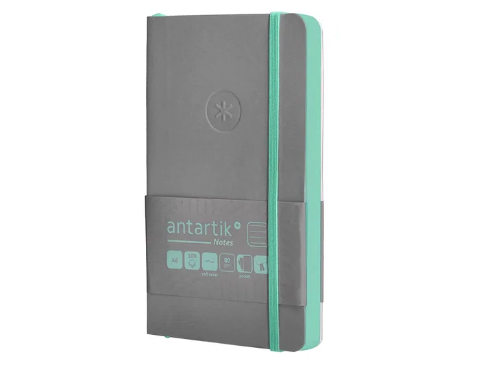 Antartik Cuaderno A6 Tapa Blanda Rayas Gris y Turquesa, 100 Hojas 80gr FSC Antartik Cuaderno A6 Tapa Blanda Rayas Gris y Turquesa, 100 Hojas 80gr FSC