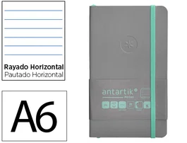 Antartik Cuaderno A6 Tapa Blanda Rayas Gris y Turquesa, 100 Hojas 80gr FSC