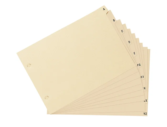 Liderpapel Índice Alfabético 15 Posiciones A-Z Cartulina Cuarto Apaisado para Archivador