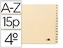 Liderpapel Índice Alfabético 15 Posiciones A-Z Cartulina Cuarto Apaisado para Archivador