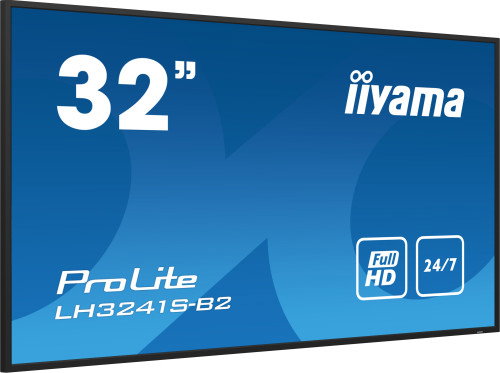 iiyama Monitor 32" LH3241S-B2 Full HD 1920x1080 Panel IPS, Altavoces 2x10W, VGA, 3x HDMI, LAN/RS-232C, USB, VESA 200x200, Diseño Quiosco, Negro