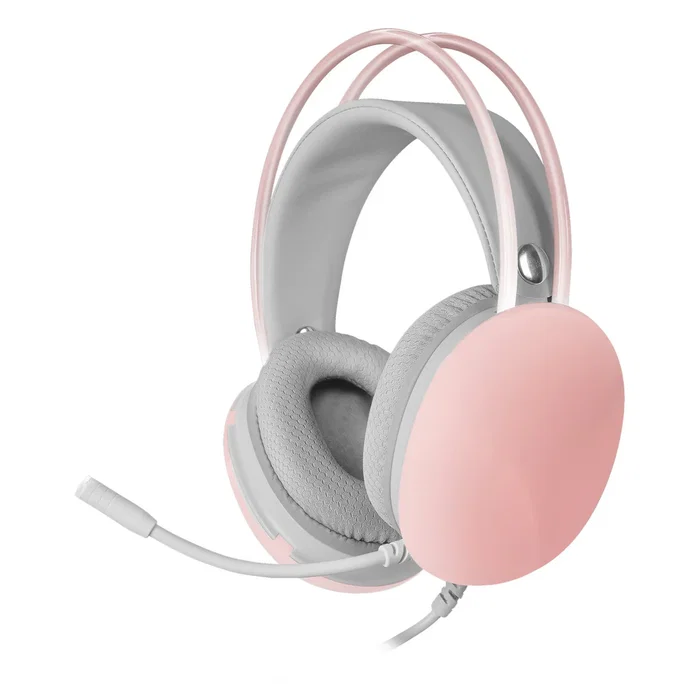 Mars Gaming Auriculares Gaming MH-GLOW con Iluminación RGB 360° CHROMA, Drivers 50mm, Micrófono con Cancelación de Ruido, Rosa