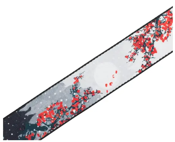 Levy's Correa de Poliéster Nature Series 2" - Flores de Cerezo y Nieve