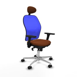 PIQUERAS Y CRESPO Silla de oficina Jorquera con mecanismo Sincro, Marrón y Azul