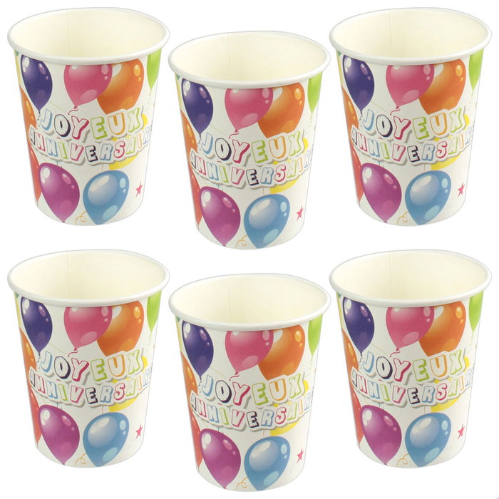 Party Time Juego De 6 Vasos Fiesta Party Time Cartón Modelo Globos Fondo Blanco 7,5 Cm Alto 8,5 Cm Party Time Juego De 6 Vasos Fiesta Party Time Cartón Modelo Globos Fondo Blanco 7,5 Cm Alto 8,5 Cm