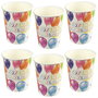 Party Time Juego De 6 Vasos Fiesta Party Time Cartón Modelo Globos Fondo Blanco 7,5 Cm Alto 8,5 Cm