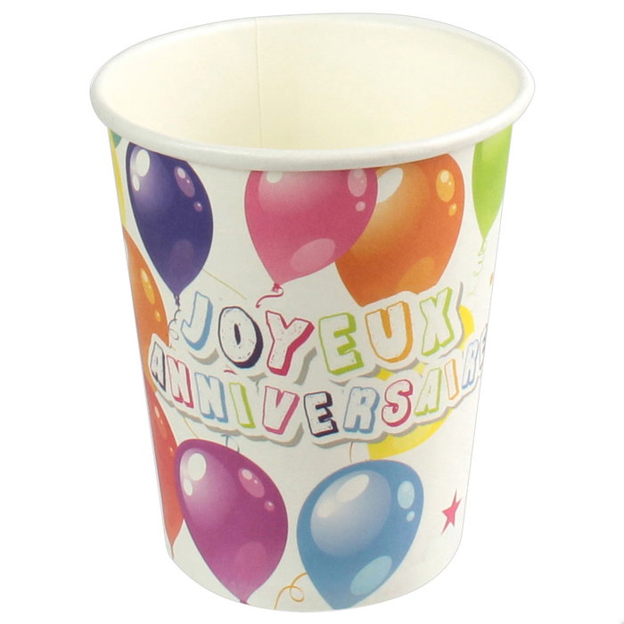Party Time Juego De 6 Vasos Fiesta Party Time Cartón Modelo Globos Fondo Blanco 7,5 Cm Alto 8,5 Cm Party Time Juego De 6 Vasos Fiesta Party Time Cartón Modelo Globos Fondo Blanco 7,5 Cm Alto 8,5 Cm